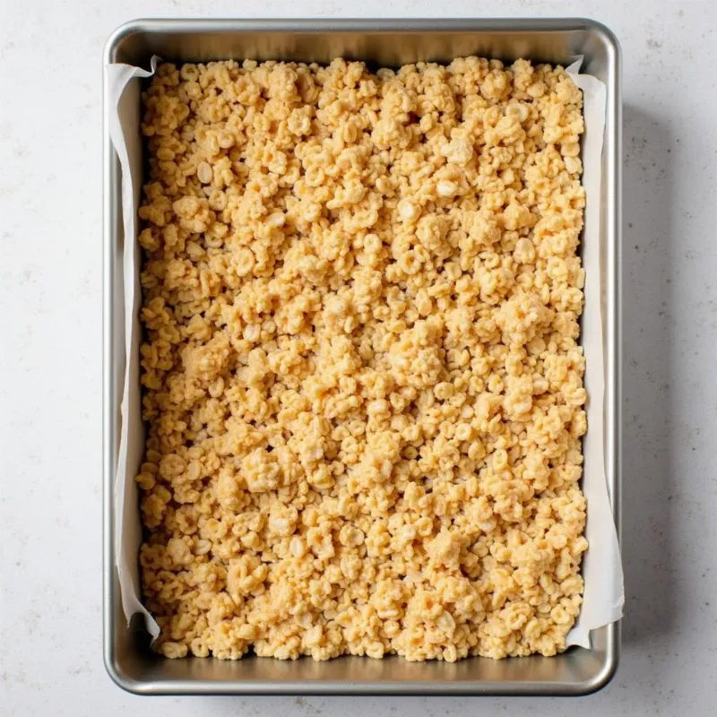 Vegan rice crispy treats in a pan