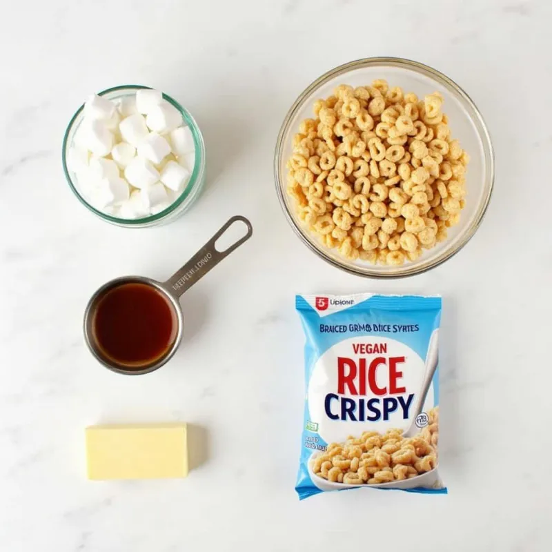 A colorful array of ingredients for vegan rice crispy treats