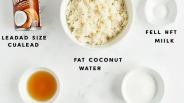 Vegan rice pudding ingredients laid out on a table