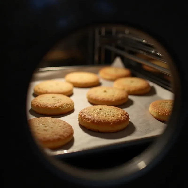 Vegan Russian tea cakes baking in the oven