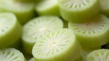 Close-up of fresh hearts of palm, the base for vegan shrimp