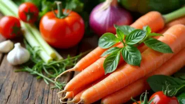 Assortment of colorful vegetables for soup