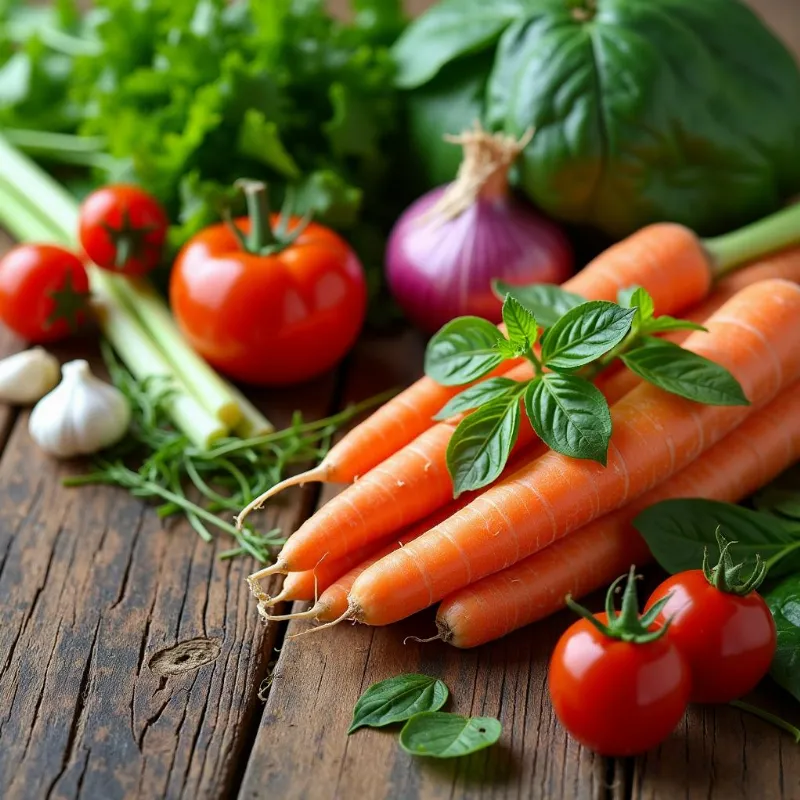 Assortment of colorful vegetables for soup