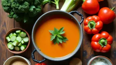 Vegan soup ingredients arranged on a table