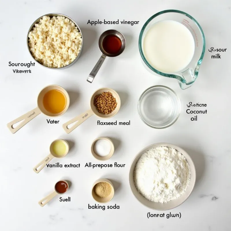 Vegan Sourdough Discard Pancake Ingredients Laid Out