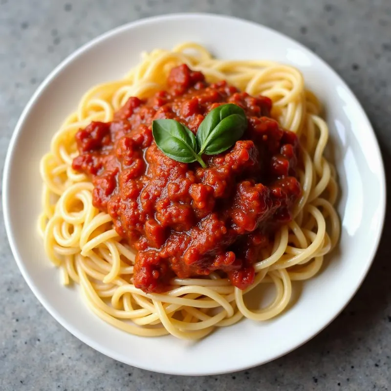 Serving vegan spaghetti sauce over pasta