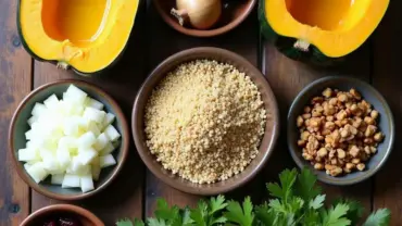 Ingredients for Vegan Stuffed Acorn Squash