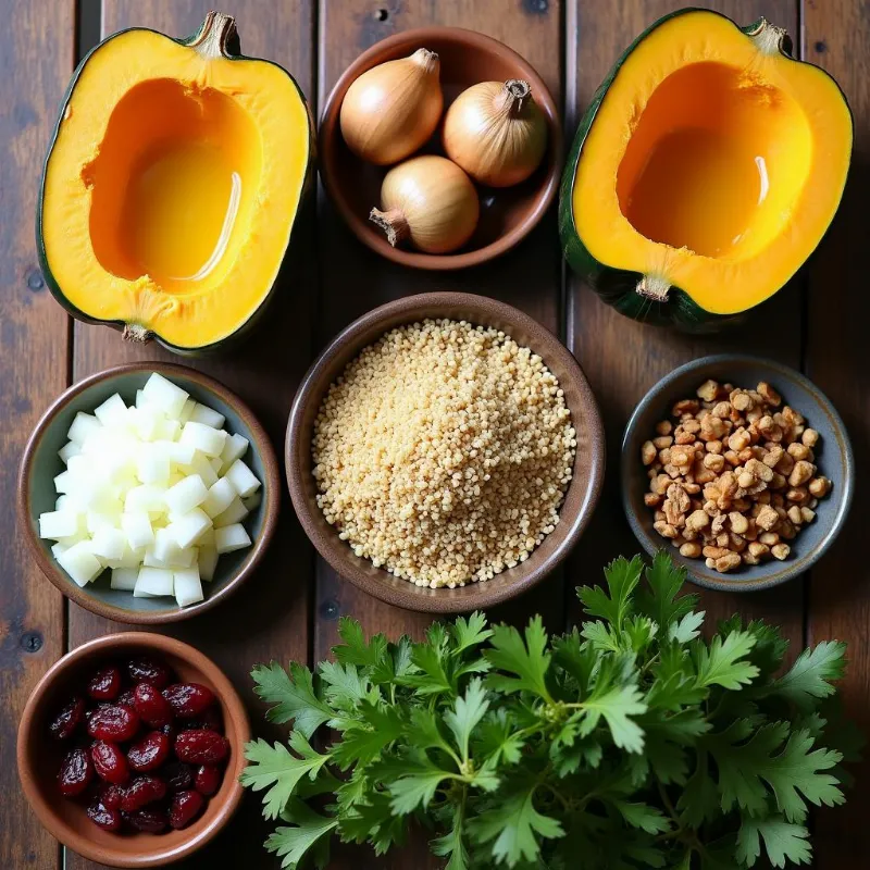 Ingredients for Vegan Stuffed Acorn Squash