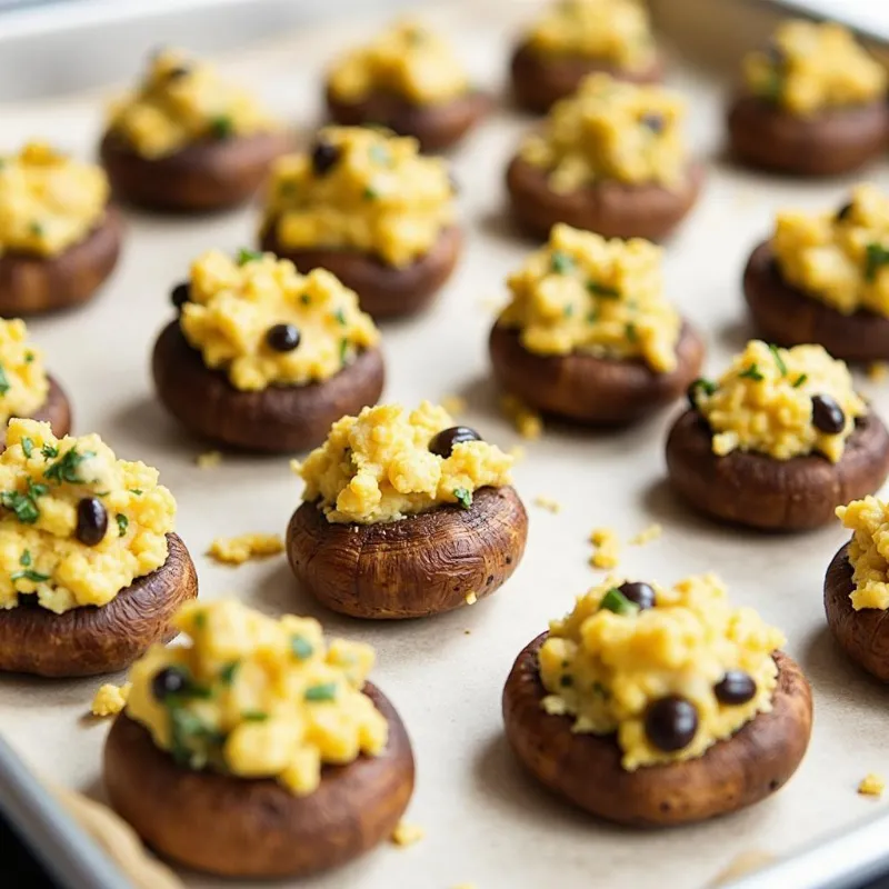 Vegan Stuffed Mushrooms Baking