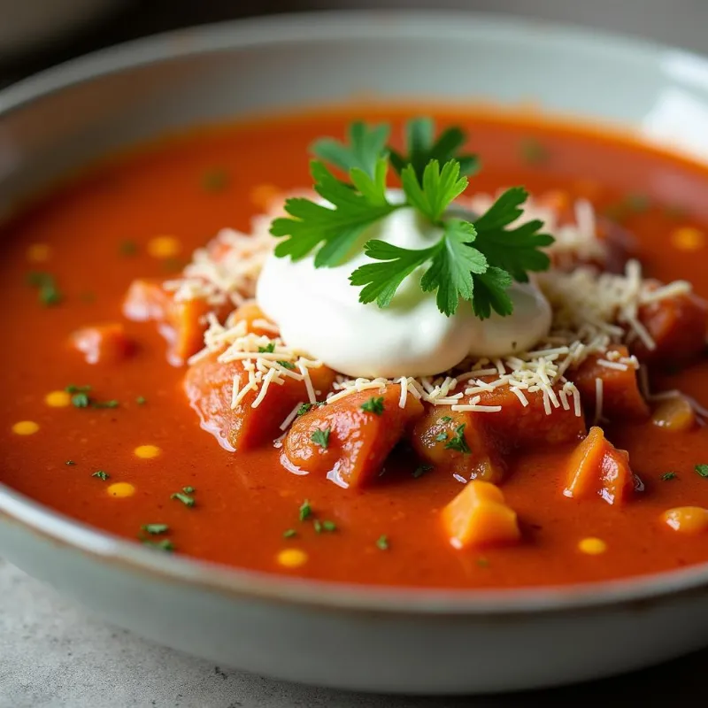 Vegan Stuffed Pepper Soup with Toppings