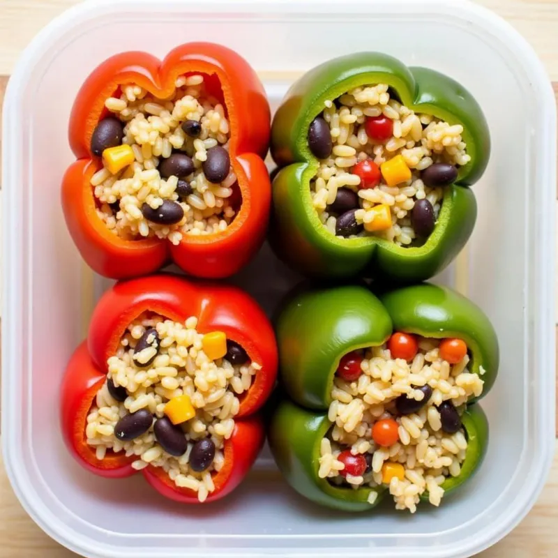 Vegan Stuffed Peppers in Freezer Containers