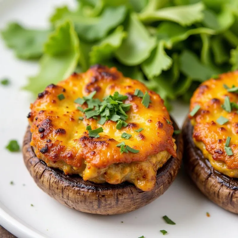 Plated Vegan Stuffed Portobello Mushrooms