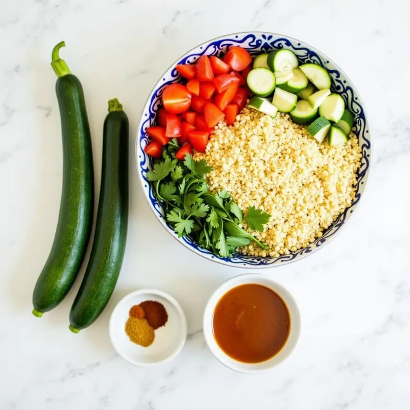 Ingredients for vegan stuffed zucchini