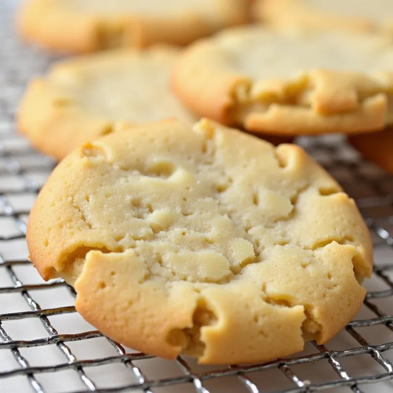 Freshly baked vegan sugar cookies cooling on a wire rack.