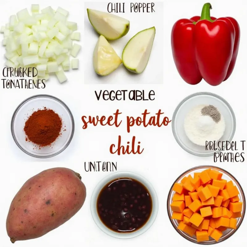 Vegan sweet potato chili ingredients