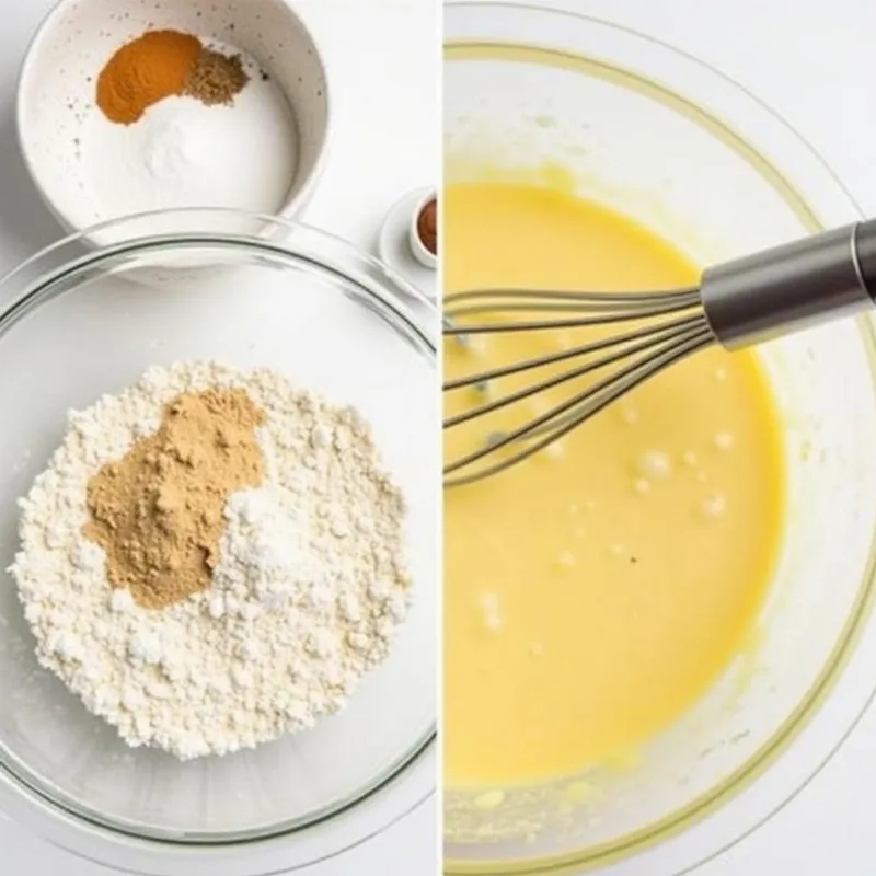 Mixing Vegan Sweet Potato Pancake Batter