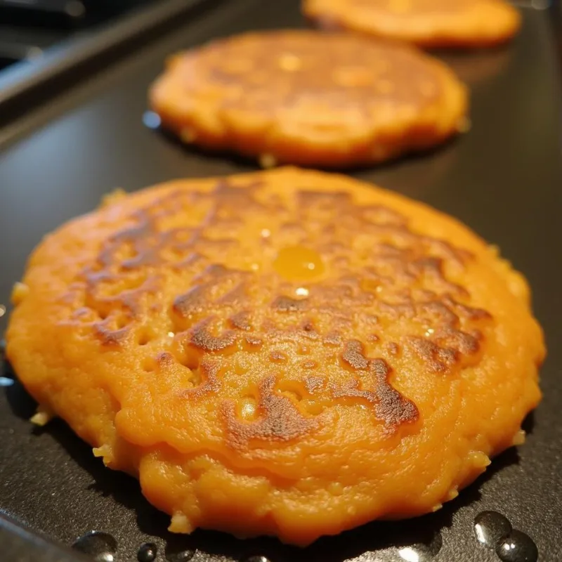 Vegan Sweet Potato Pancakes Cooking