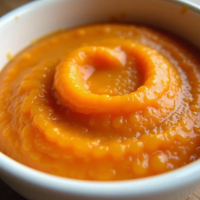 A bowl of smooth and creamy vegan sweet potato pie filling