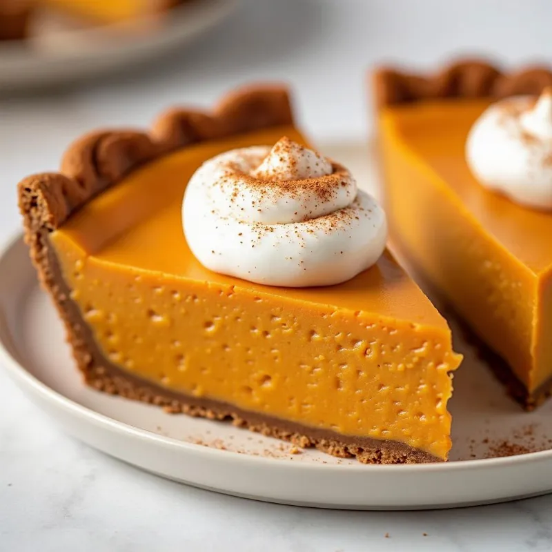 Slices of vegan sweet potato pie on a plate