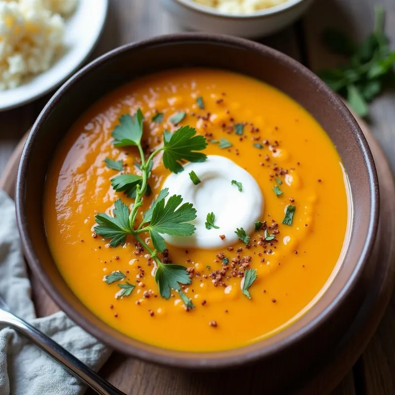 Vegan Sweet Potato Soup Serving