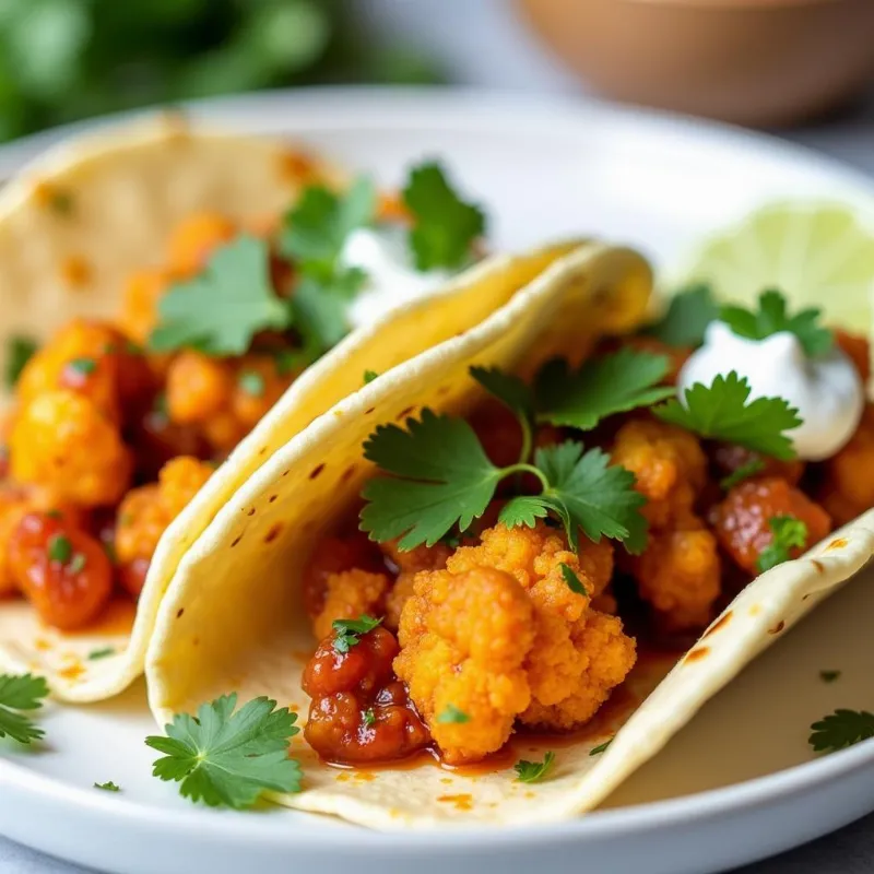 Vegan Tacos with Spicy Cauliflower Filling