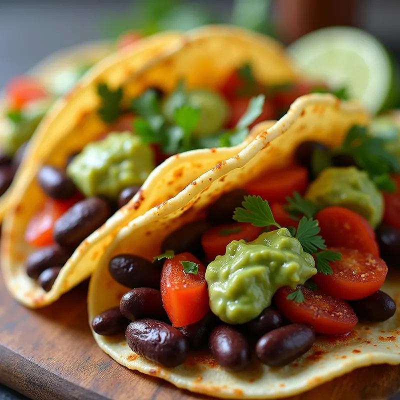 Vegan tacos with all the toppings