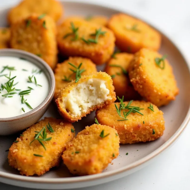 Vegan tartar sauce served with crispy tofu