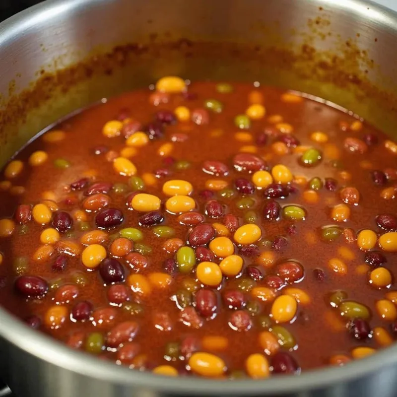 Vegan Three Bean Chili Simmering