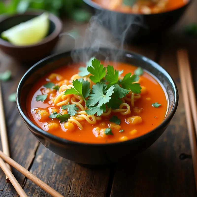 A comforting bowl of vegan tom yum soup