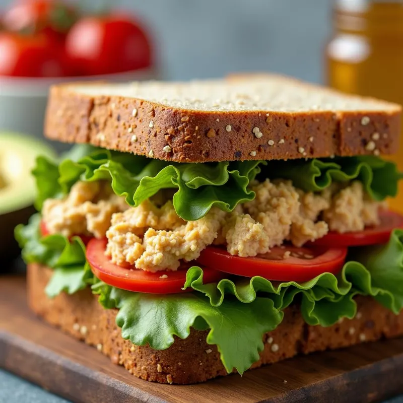 A vegan tuna sandwich on a plate