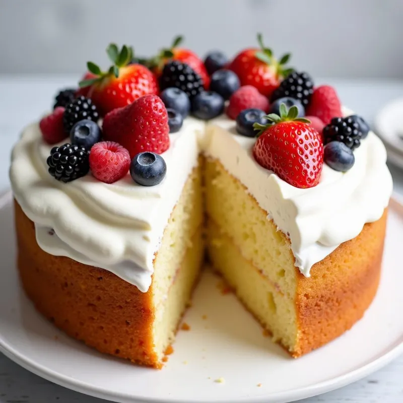 Light and Airy Vegan Vanilla Cake with Berries