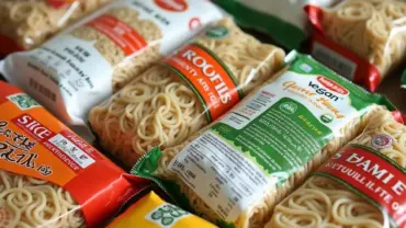 Packages of vegan vermicelli rice noodles