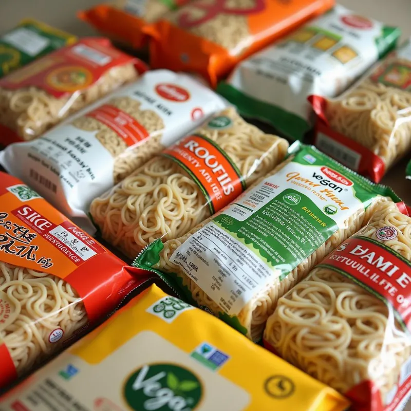 Packages of vegan vermicelli rice noodles