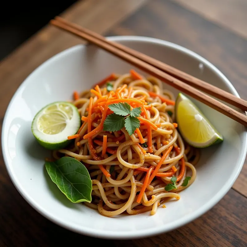 A visually appealing vegan Vietnamese vermicelli bowl ready to eat.