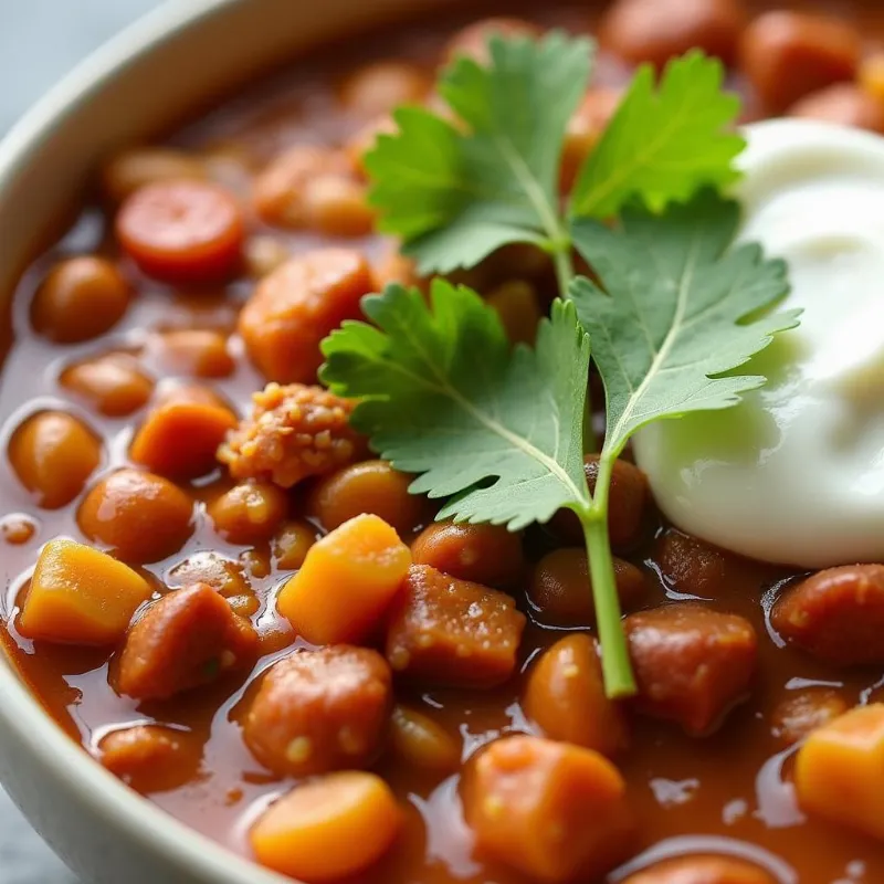 Bowl of creamy vegan white bean chili