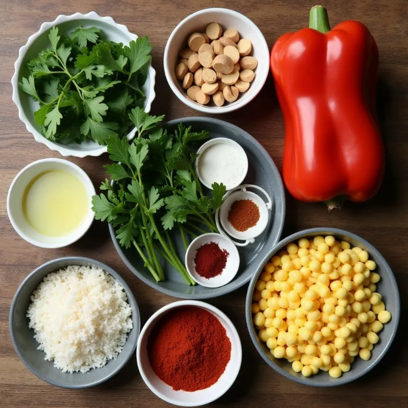 Ingredients for vegan wild rice soup