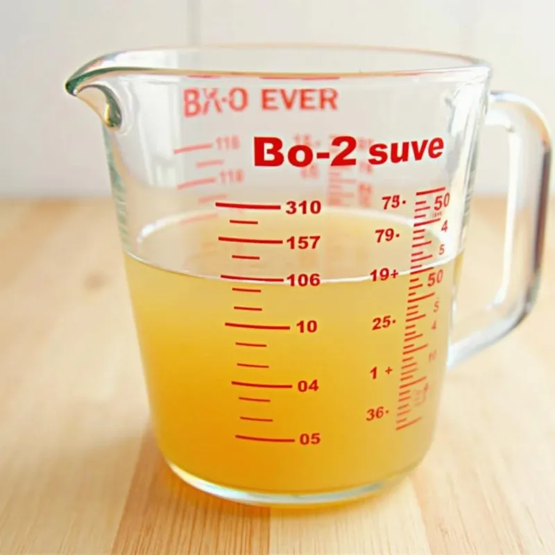 Vegetable broth in a measuring cup