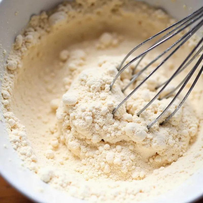 Whisking dry ingredients for vegan graham cracker dough