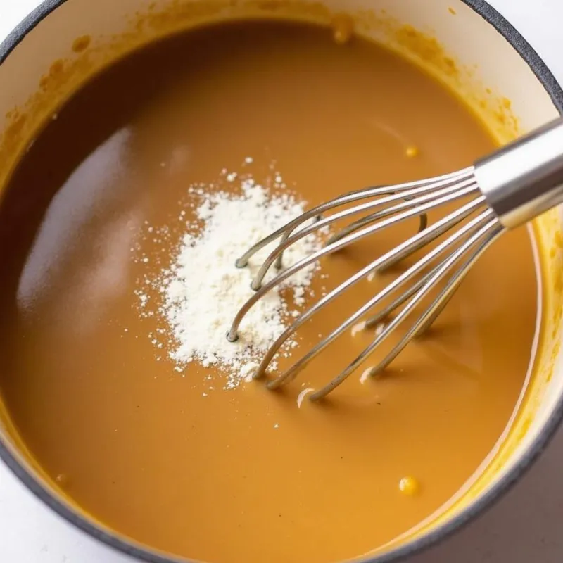 Whisking Flour into Vegan Gravy