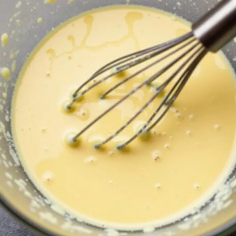 Whisking vegan pancake batter in a bowl